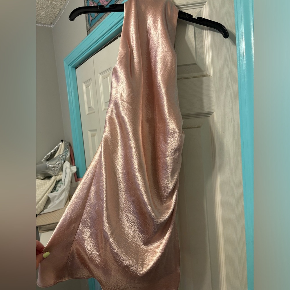 Pink satin mini dress